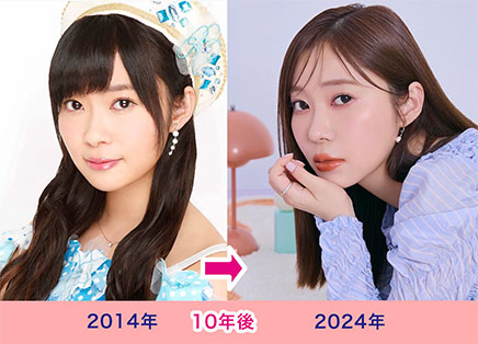 2014年と2024年の指原莉乃の顔比較