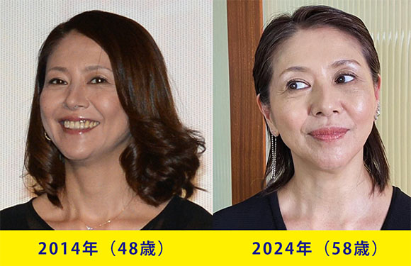 2014年と2024年の小泉今日子さんの顔比較