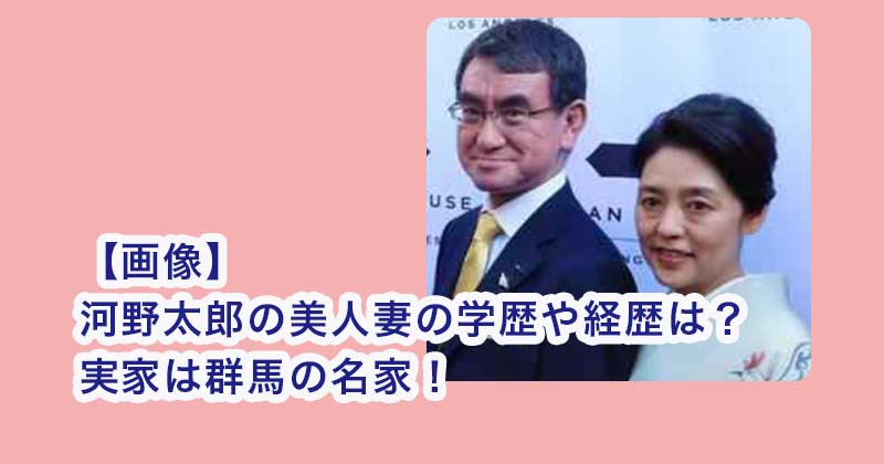 【画像】河野太郎の美人妻の学歴や経歴は？実家は群馬の名家！